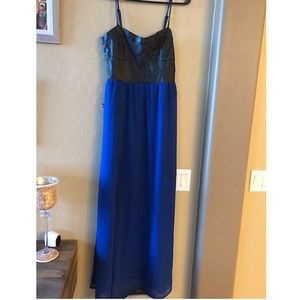 Chiffon/leather detail dress